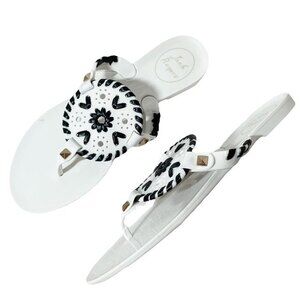 Jack Rogers Georgica Jelly Flip Flop Thong Sandals White & Black Women’s Size 5